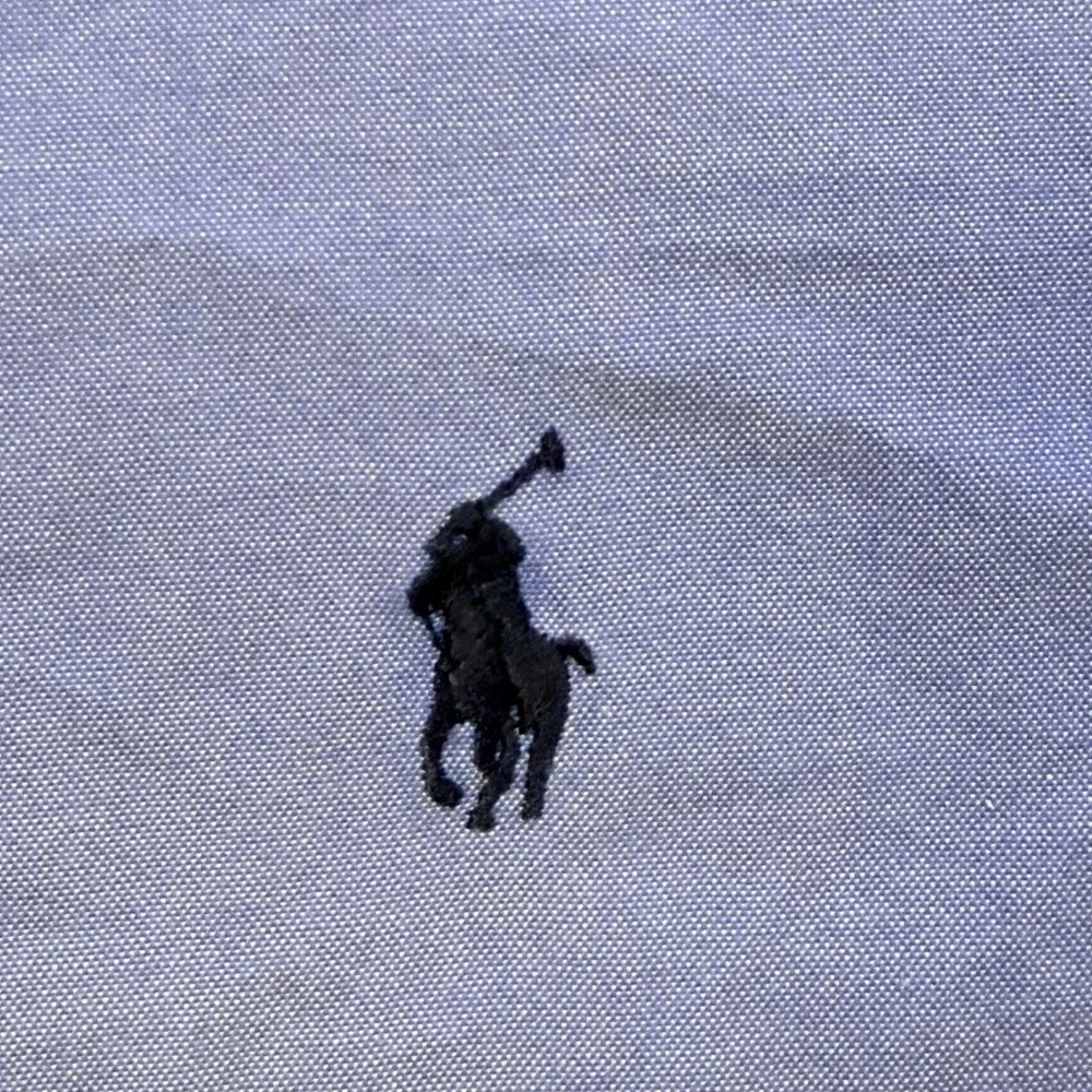 Ralph Lauren Button Down Shirt Mens 17.5 34/35 Blue Classic Fit Long‎ Sleeve